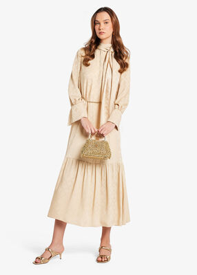 michael kors empire diamond satin jacquard maxi dress