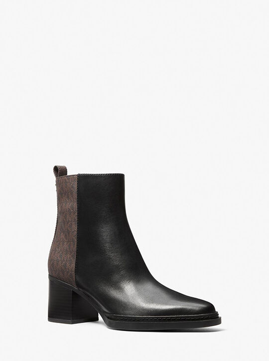 michael kors lex leather and signature logo boot