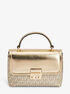 michael kors tribeca extra small metallic signature logo convertible crossbody bag