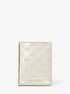 michael kors bedford travel medium logo embossed patent passport wallet