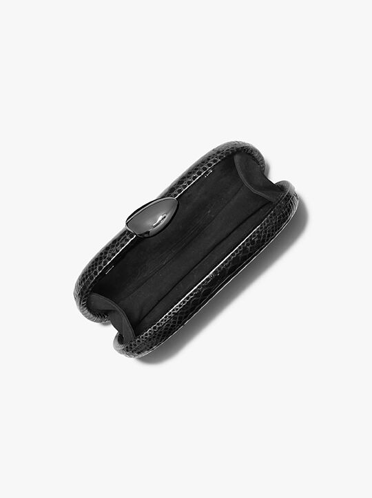 michael kors tina small python embossed leather minaudie re