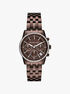 michael kors mini bryant pav  brown tone watch