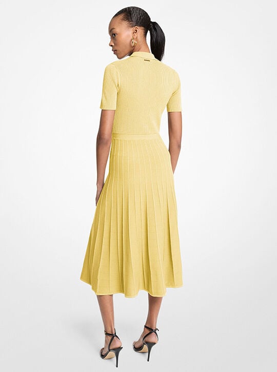 michael kors فستان بولو ميدي محبوك مطاطي مضلع