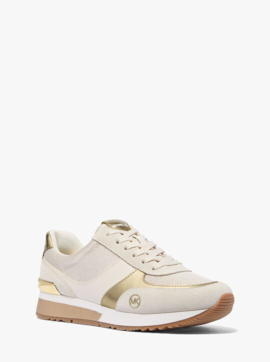 michael kors andi metallic mesh and leather trainer