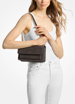 michael kors claire large suede shoulder bag