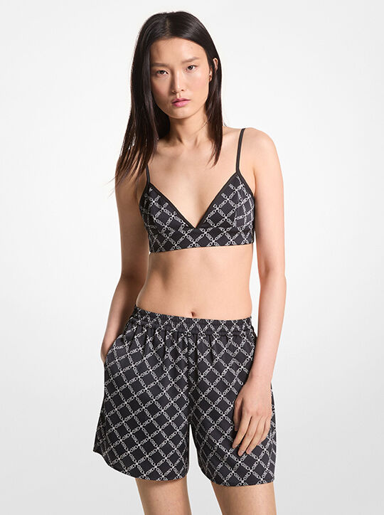 michael kors شورت الساتان إمباير بطبعة شعار الماركة