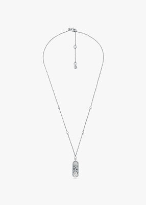michael kors pav  precious metal plated and sterling silver empire logo necklace
