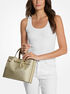 michael kors carson medium metallic signature logo satchel