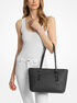 michael kors quinn medium signature logo and leather tote bag