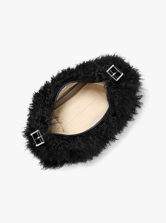 michael kors nolita large shearling leather hobo shoulder bag