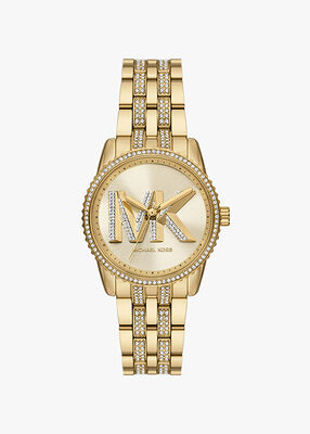 michael kors mini ritz pav  logo gold tone watch