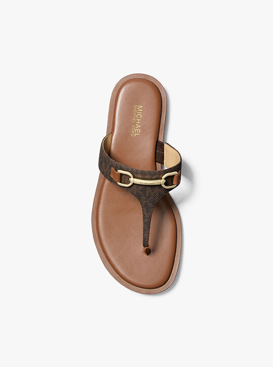 michael kors carson signature logo t strap sandal