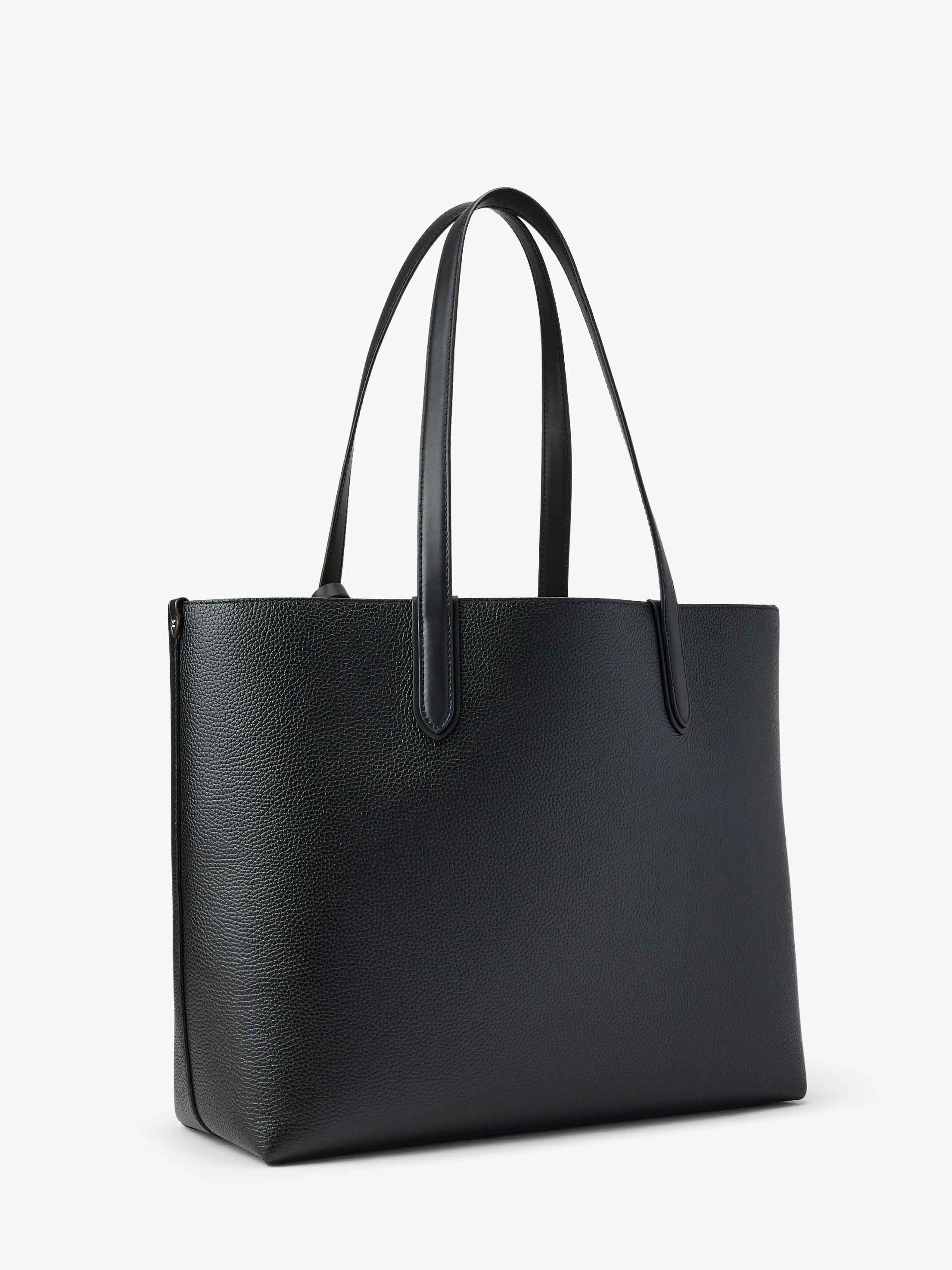 Eliza Extra-Large Pebbled Leather Reversible Tote Bag, BLACK