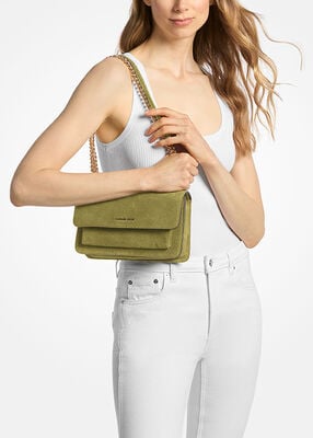 michael kors claire large suede shoulder bag