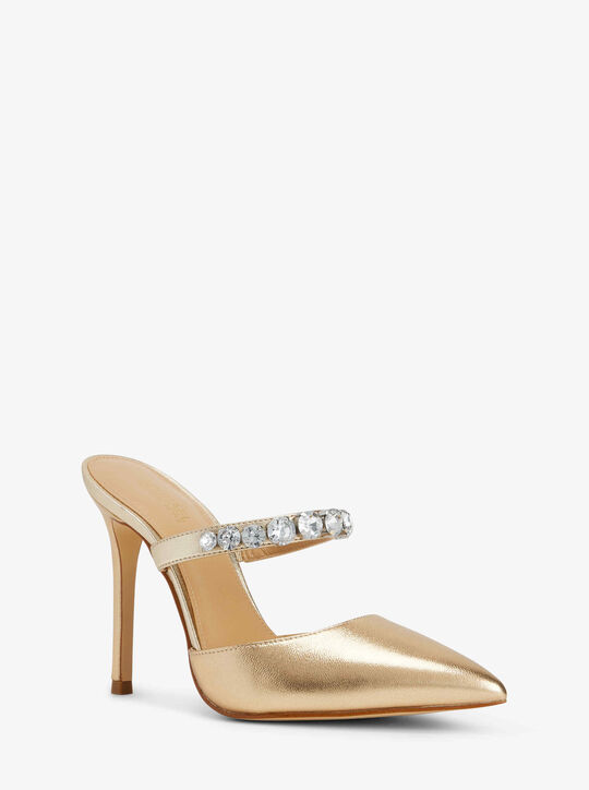Jessa Embellished Metallic Leather Mule michael kors jessa embellished metallic leather mule