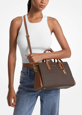 michael kors حقيبة ليلى متوسطة الحجم بشعار مميز