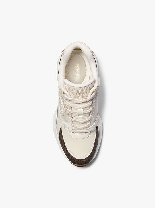 Zuma Two-Tone Signature Logo and Nylon Trainer michael kors zuma two tone signature logo and nylon trainer