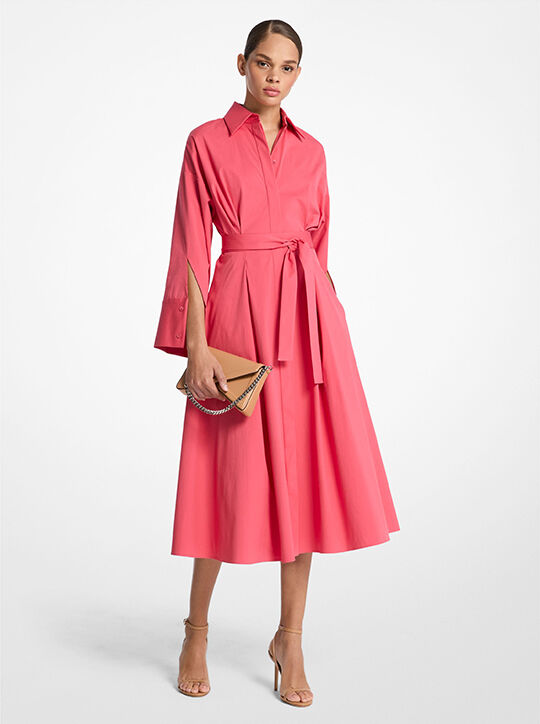 michael kors kimono sleeve stretch cotton poplin shirtdress
