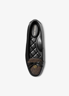 michael kors wendy leather and signature logo moccasin