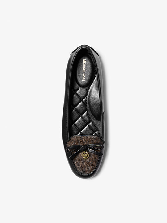 michael kors wendy leather and signature logo moccasin