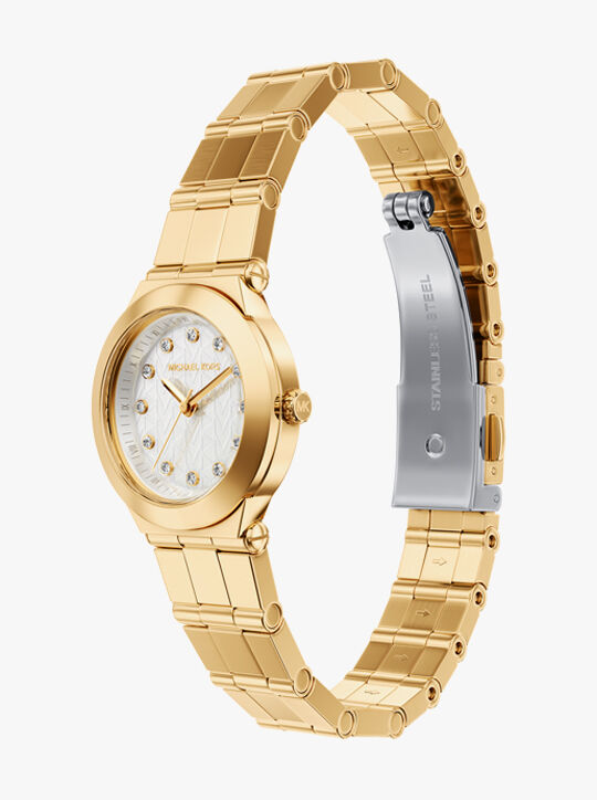 Michael Kors Billie Three-Hand Gold-Tone Stainless Steel Watch michael kors billie three hand gold tone stainless steel watch