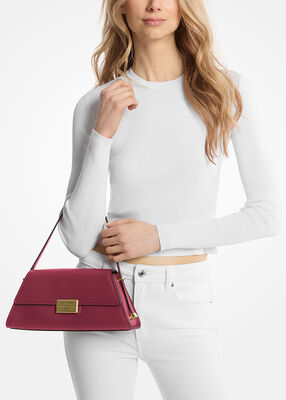 michael kors حقيبة كتف لودلو جلدية متوسطة الحجم