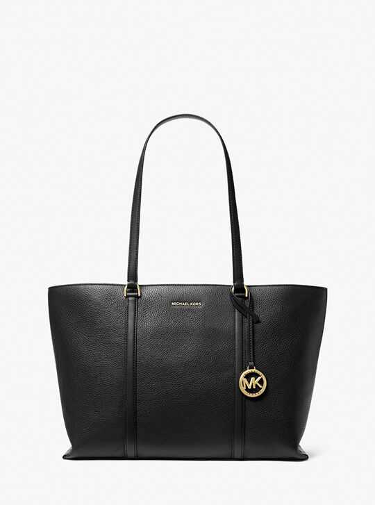 Temple Large Pebbled Leather Tote Bag, BLACK | Michael Kors KSA