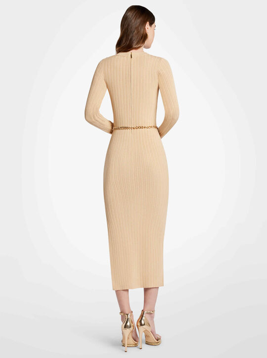 michael kors ribbed stretch viscose belted sweater dress