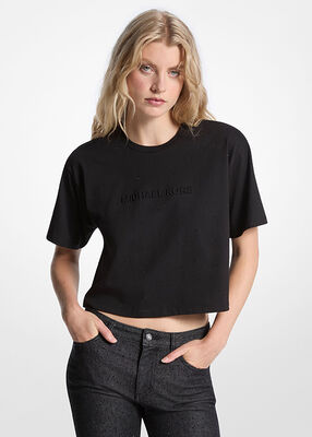 michael kors logo studded cotton jersey t shirt