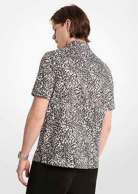 michael kors printed cotton camp shirt