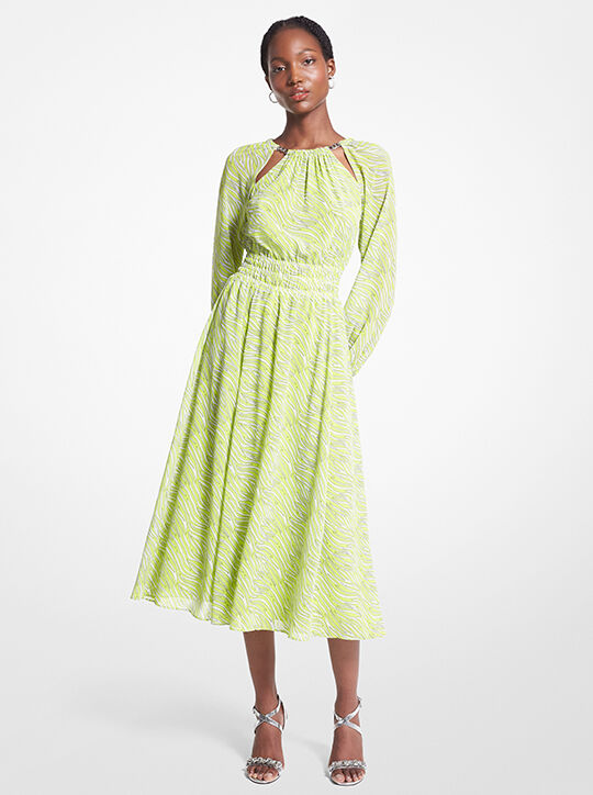 michael kors zebra print georgette midi dress
