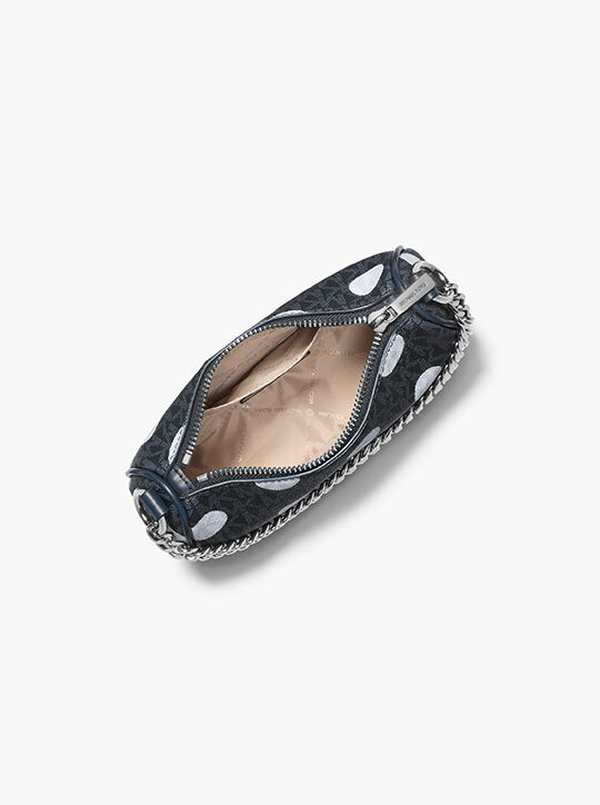 michael kors carmela small polka dot and signature logo pochette