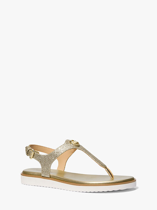 michael kors val glittered leather thong sandal