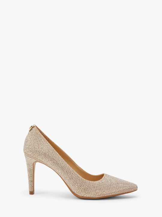 michael kors dorothy flex embellished glitter chain mesh pump