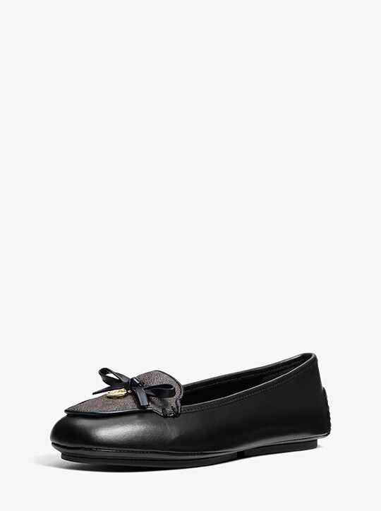 michael kors wendy leather and signature logo moccasin