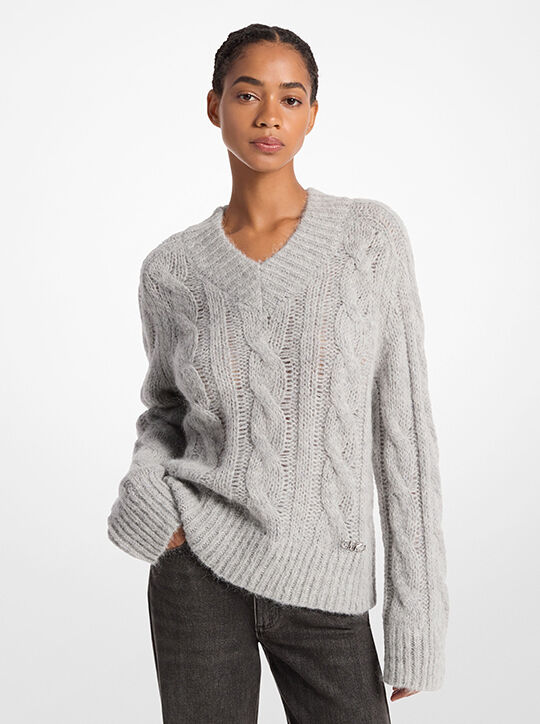michael kors alpaca blend cable knit sweater