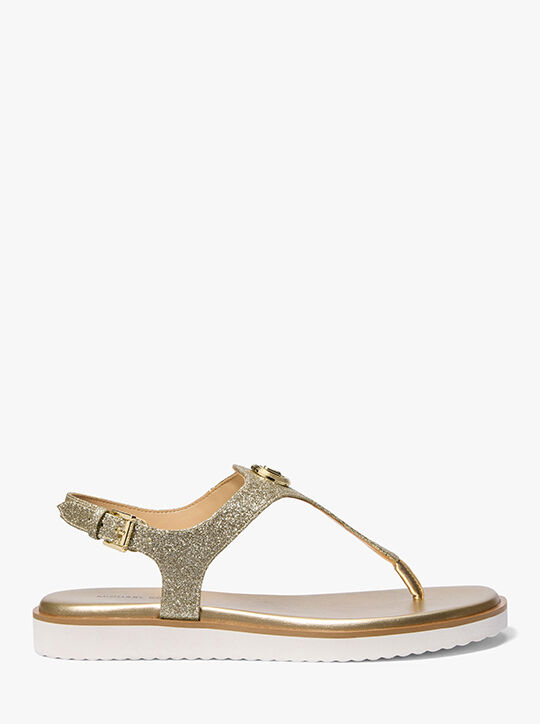 michael kors val glittered leather thong sandal