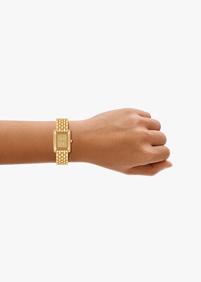 michael kors essex three hand gold tone stainless steel watch