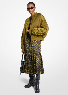 michael kors satin cir  bomber jacket