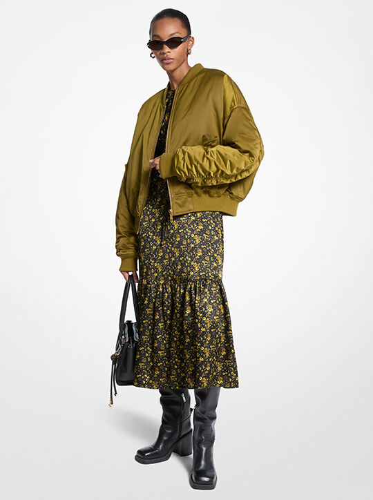 michael kors satin cir  bomber jacket