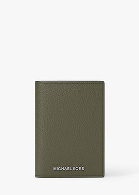 michael kors hudson pebbled leather folio card case