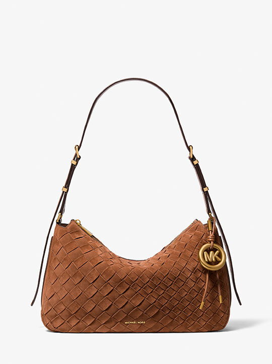 michael kors nolita medium hand woven suede shoulder bag