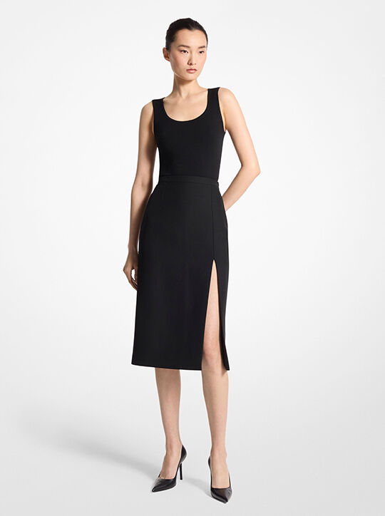 michael kors wool gabardine blend slit skirt