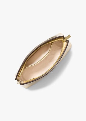 michael kors athena small metallic leather convertible clutch