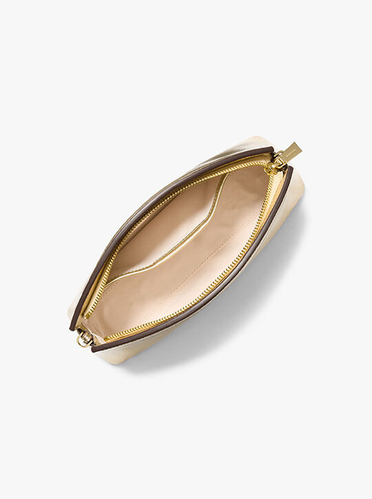 michael kors athena small metallic leather convertible clutch