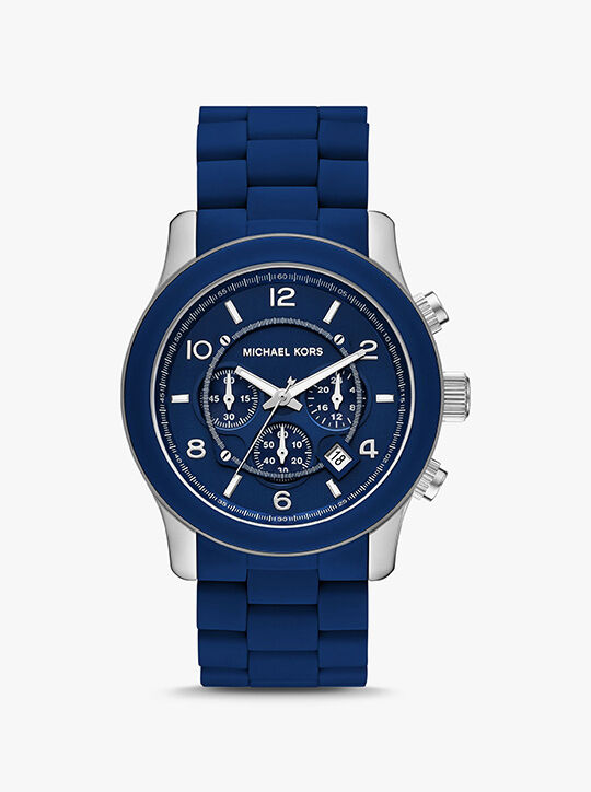 michael kors oversized runway navy tone watch