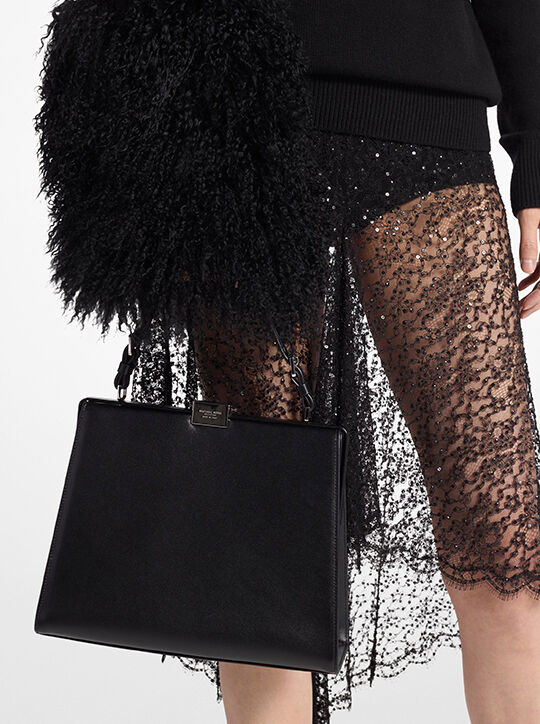 michael kors simone leather satchel