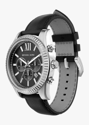 michael kors ساعة مايكل كورس ليكسينغتون كرونوغراف من الجلد الأسود