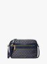 michael kors jet set large signature logo print woven crossbody bag