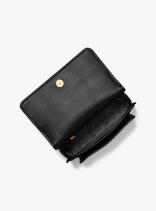 Claire Large Pebbled Leather Convertible Shoulder Bag, BLACK